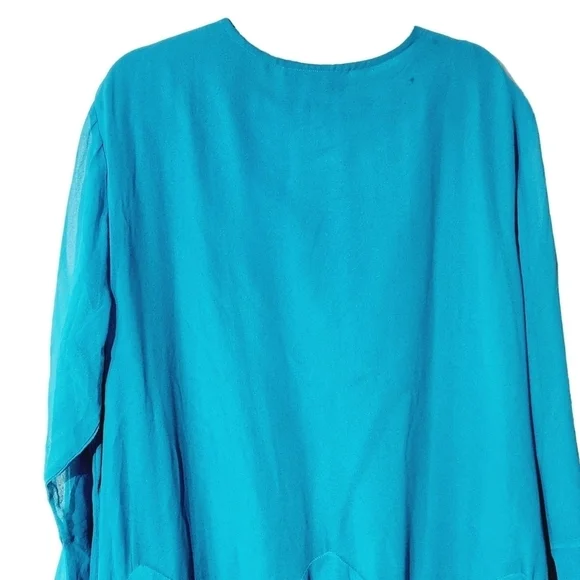 Ashro Women's Aqua Embellished Elegant Evening Flowy Gown Sz: 3X - Picture 6 of 9